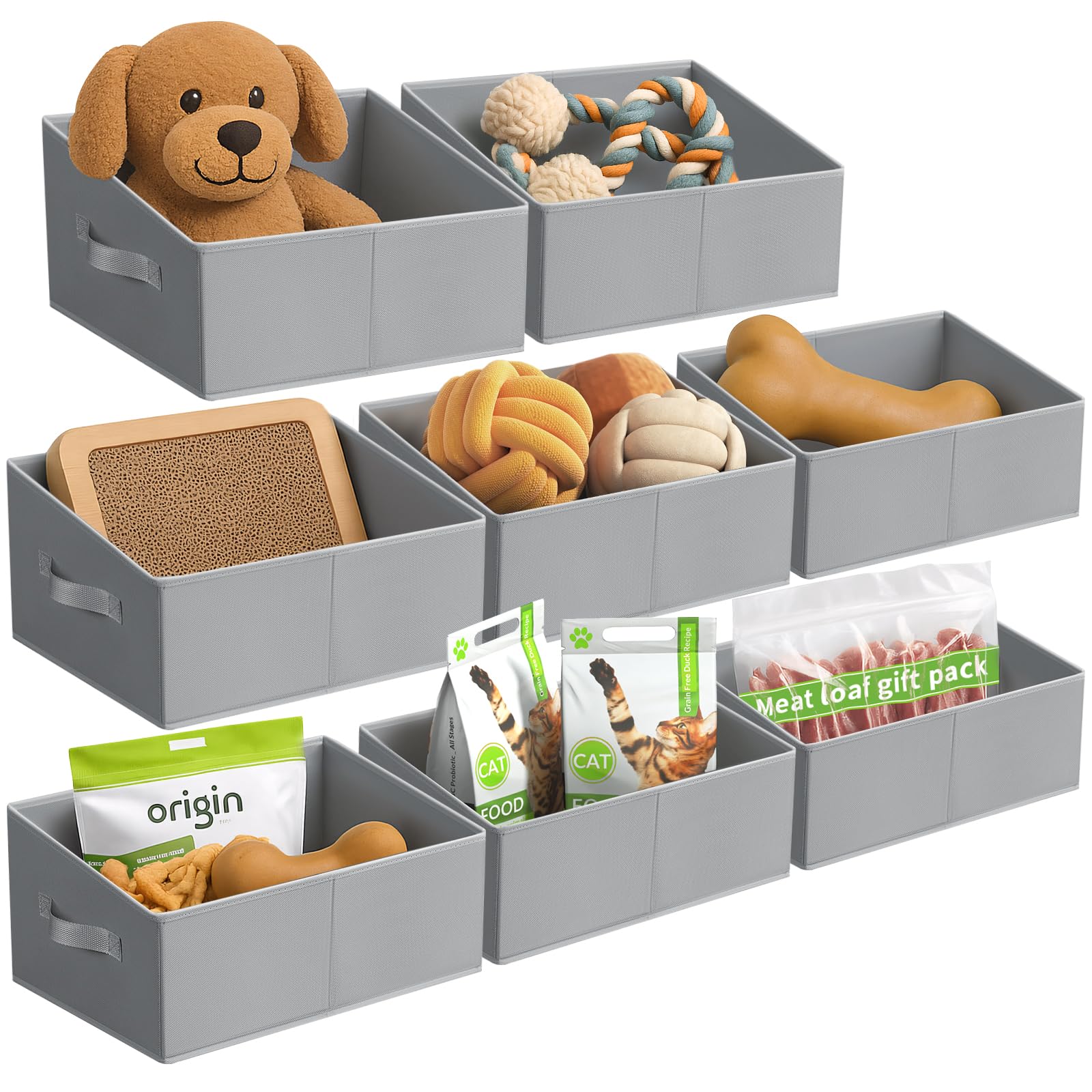 Homsorout Storage Bins Cube Storage Organizer - 8 Pack Fabric Trapezoid Storage Cubes for Bins and Baskets for Shelves Collapsible Non-Separating Trapezoidal Flared Cube Organizer, Light Gray