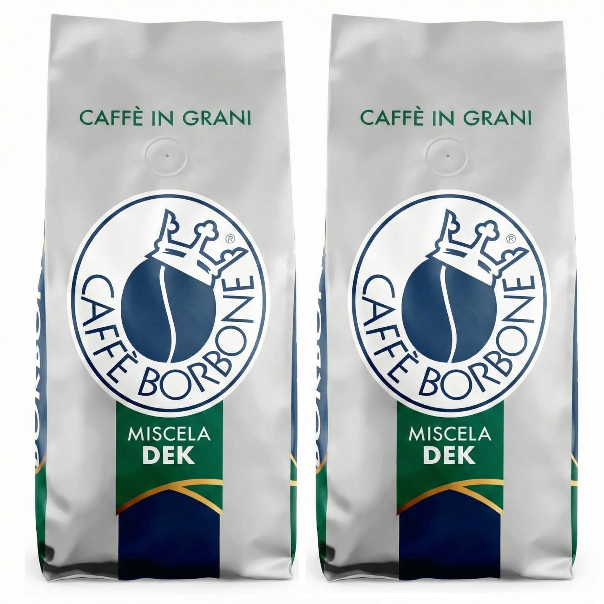 Caffè Borbone Whole Bean Coffee, Medium-Dark Roast DEK Blend, Decaffeinated Italian Coffee, 2.2 lb Bag (Pack of 2)