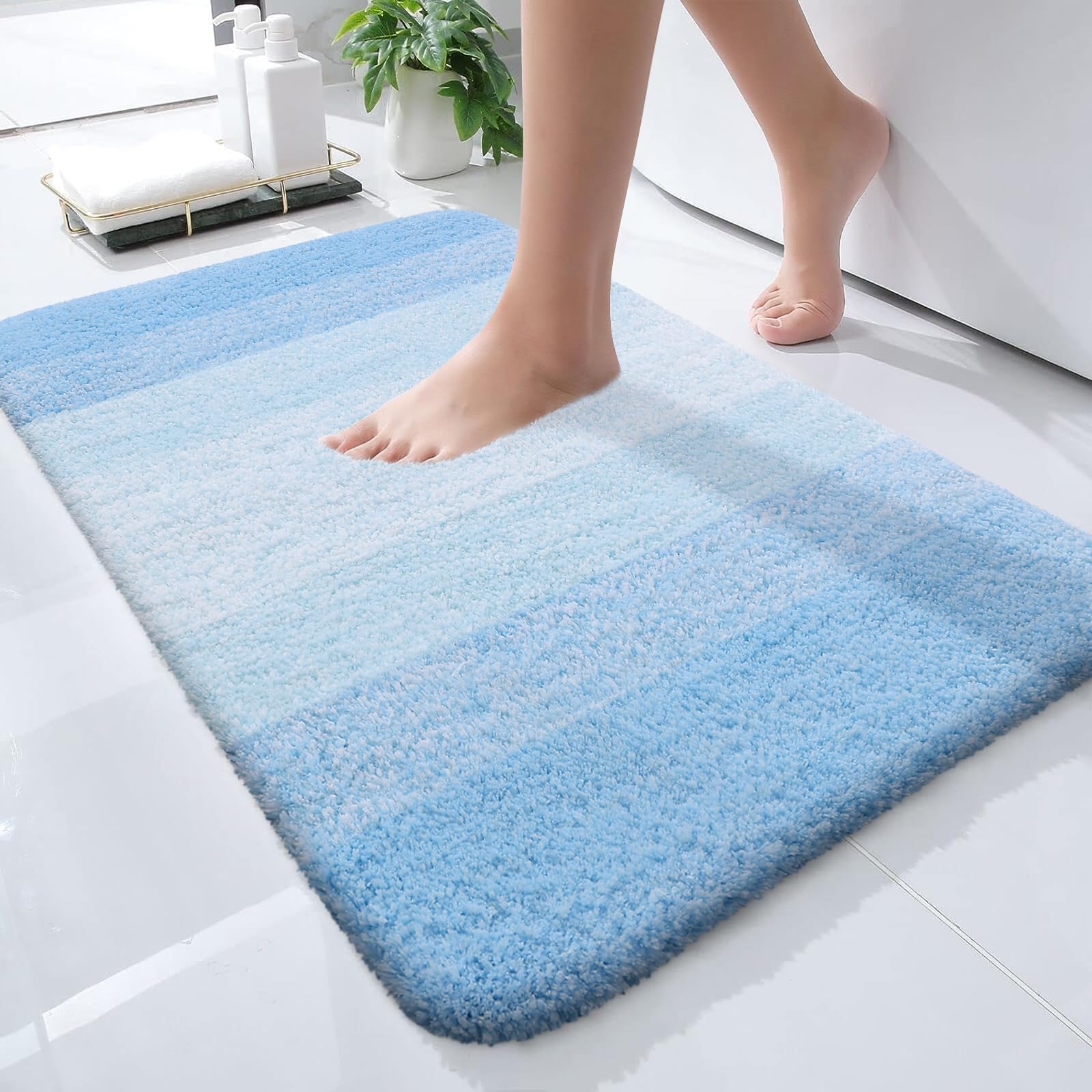 OLANLY Bathroom Rugs Mat 30x20, Extra Soft Absorbent Microfiber Bath Rugs, Rubber Backing, Quick Dry, Machine Washable Bath Mats for Bathroom Floor, Tub and Shower, Home Decor Accessories, Grey