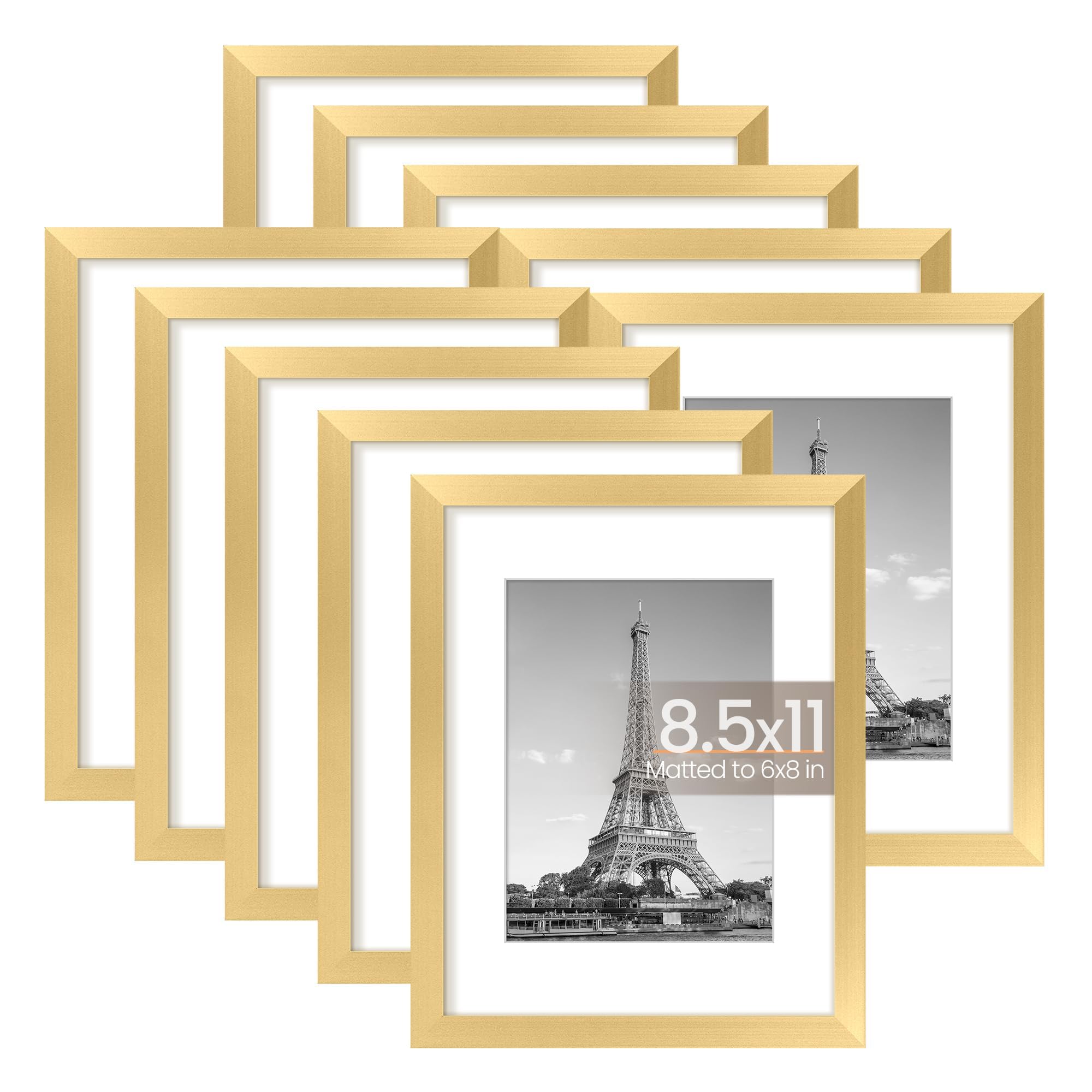 upsimples 5x7 Picture Frame Set of 10, Display Pictures 4x6 with Mat or 5x7 Without, Multi Photo Frames Collage for Wall or Tabletop Display, Black