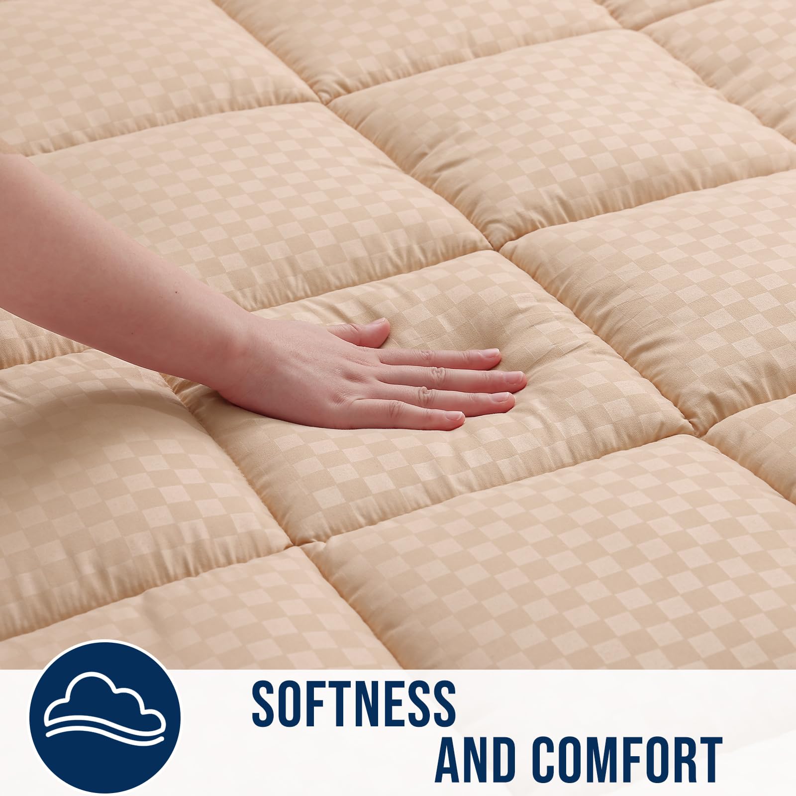 OLANLY Queen Quilted Fitted Mattress Pad – Soft Pillow Top Mattress Topper, Down Alternative Fill, Cooling Comfort Breathable Mattress Cover, Machine Washable Deep Pocket Mattress Protector, White