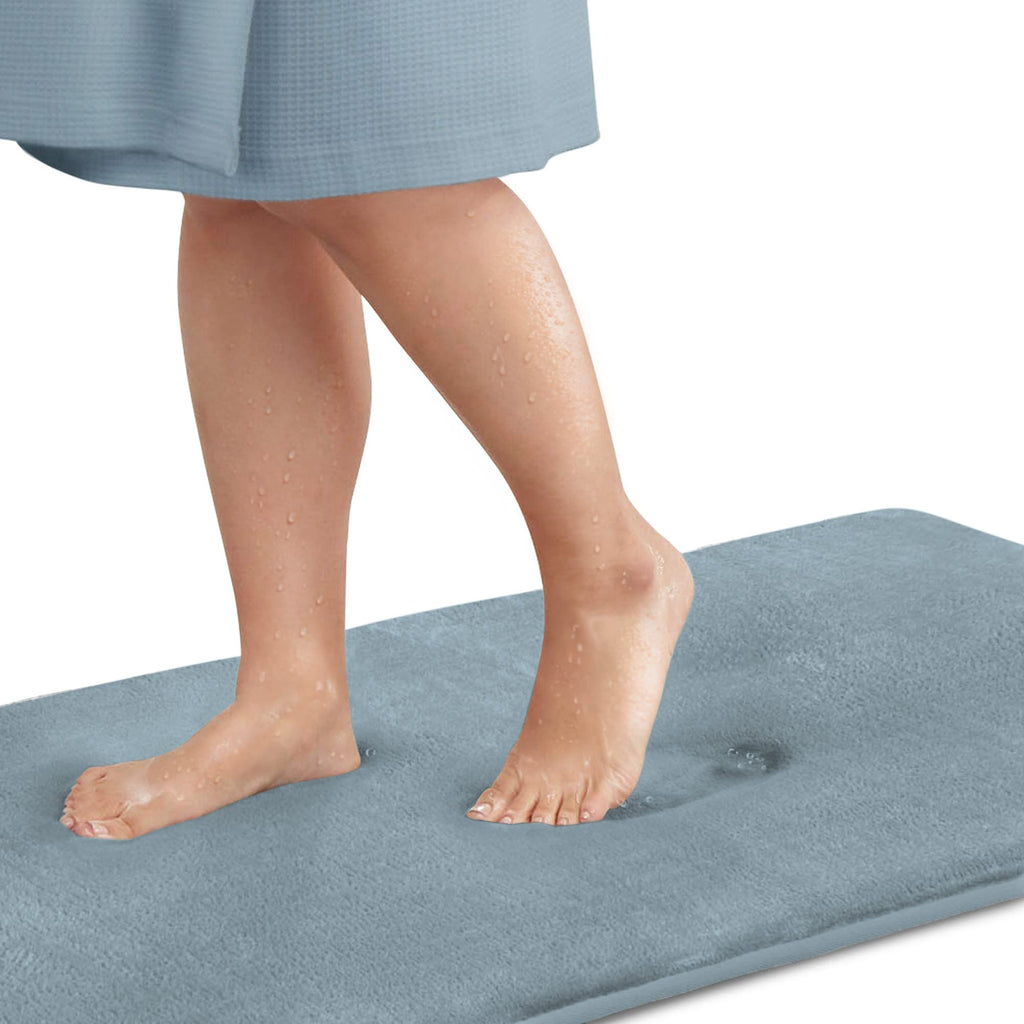 Genteele Memory Foam Bath Mat Non Slip Absorbent Super Cozy Velvet Bathroom Rug Carpet (20 inches X 32 inches, Grey)