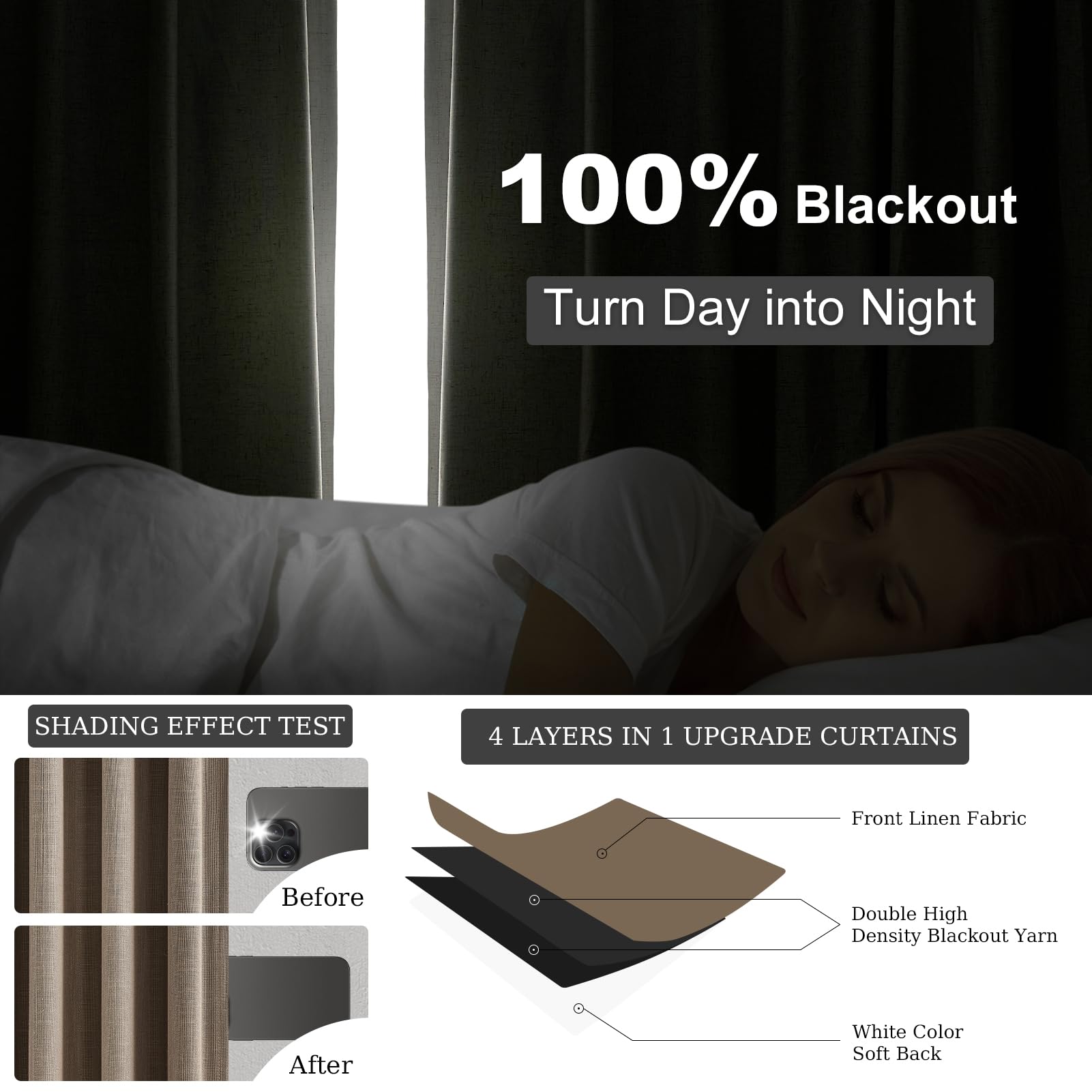 Topfinel Pinch Pleated Curtains 96 Inch Long, 100% Blackout Thermal Insulated Natural Linen Pinch Pleat Viral Drapes with Hooks Rings 2 Panel Sets, Neutral Beige Ivory 8FT Back Tab Window Curtains