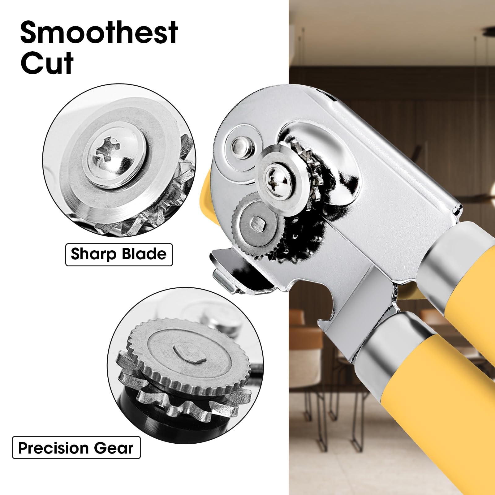 Beneno Heavy Duty Hand Can Opener Manual with Magnet, Durable Sharp Carbon Steel Blade Smooth Cutting, Big Effort-Saving Knob & Soft Grip Handle, Multifunctional Kitchen Tool with Bottle Opener, Green