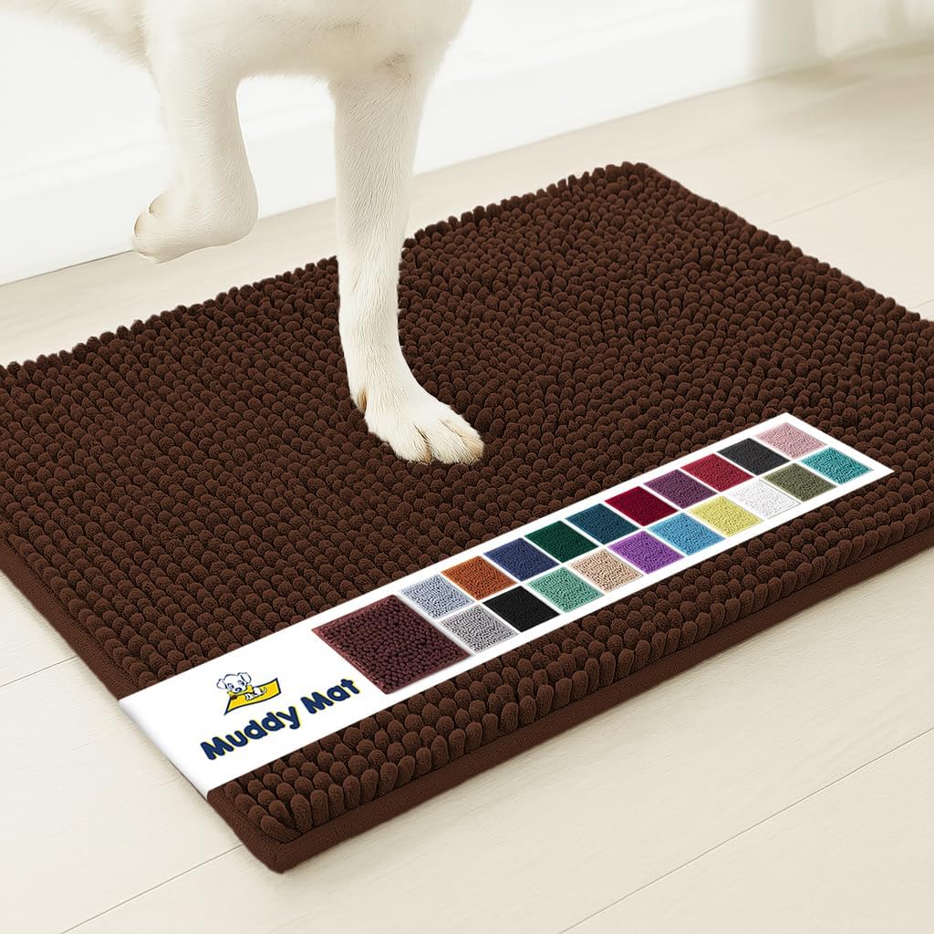 Muddy Mat® | Super Absorbent Door Mat Indoor, Microfiber Quick Dry Chenille Entryway Rug, Non-Slip Front Door Mat, Indoor Mats for Entryway, Machine Washable Pet Rug, Grey 30"x19"