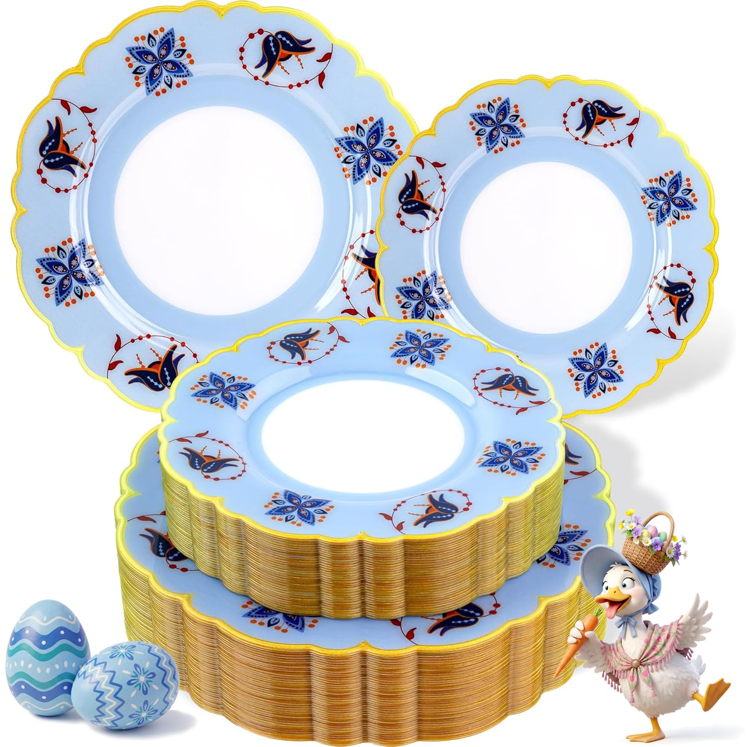 Morejoy 60Pcs Brown Plastic Plates,Brown Disposable Plates With Gold Rim, Gold Party Dinnerware Set Include 30 Dessert plates,30 Dinner plates for Party & Wedding