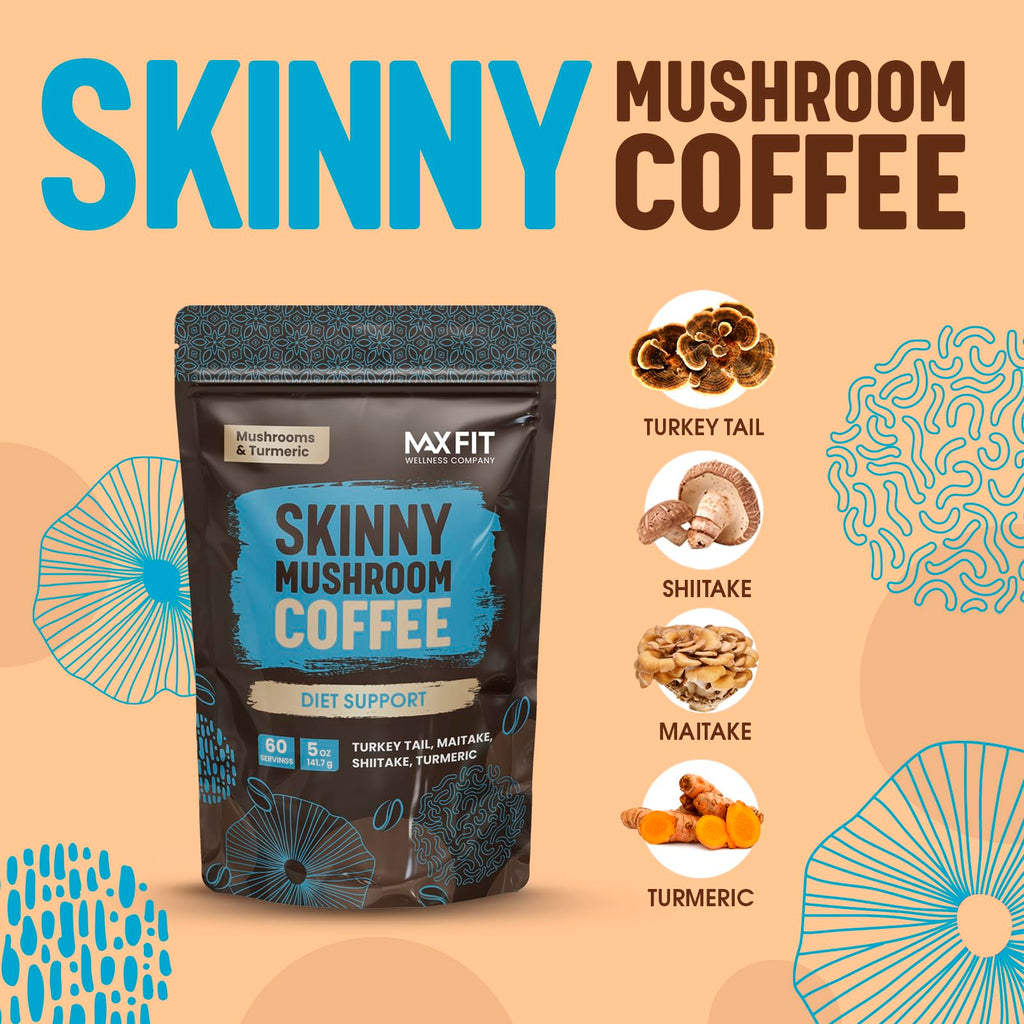 Mushroom Coffee (60 Servings) 10 Mushrooms (Lion’s Mane, Cordyceps, Turkey Tail & Other) Mixed With Gourmet Arabica Instant Immune Boosting Coffee for Focus & Gut Health Support