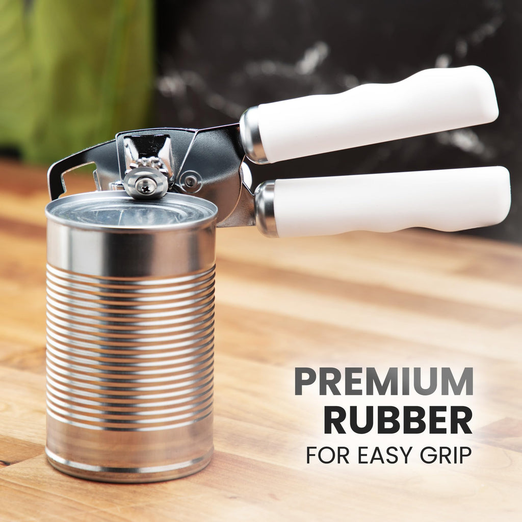 Zulay Kitchen COMFY™ Can Opener Manual with Bottle Opener - Rust Proof Stainless Steel Manual Can Opener With Turn Knob & Comfy Soft Grip Handles - Black