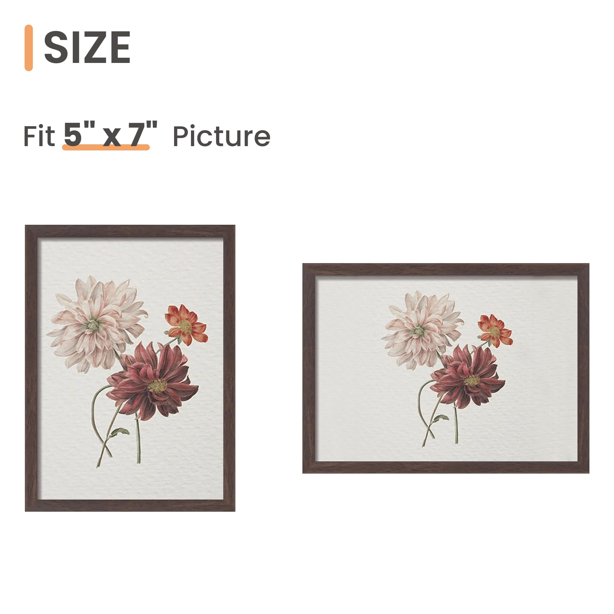 upsimples 5x7 Picture Frame Set of 3, Made of High Definition Glass for 5 x 7 Black Frames, Wall and Tabletop Display Thin Border Photo Frame for Home Décor