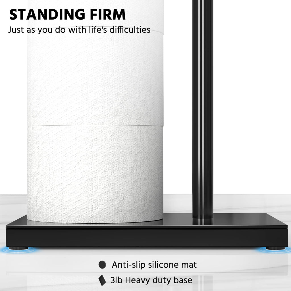 CISILY Black Toilet Paper Holder Stand with Phone Shelf, Bathroom Toliet Decor Decoration. Tissue Roll Free Standing Storage, Rv Accessories, Apartment Restroom Household Home Essentials