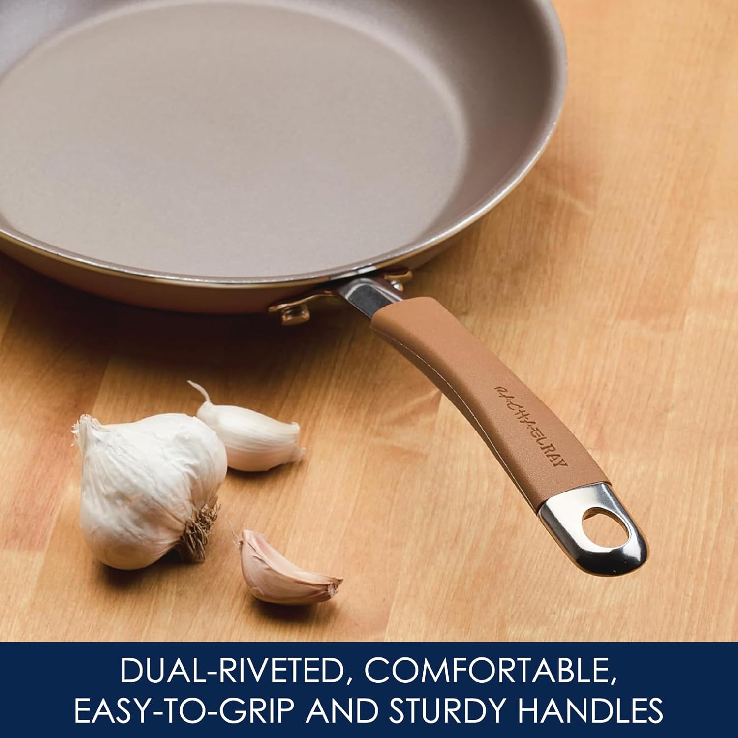 Rachael Ray - 16802 Rachael Ray Cucina Nonstick Cookware Pots and Pans Set, 12 Piece, Sea Salt Gray