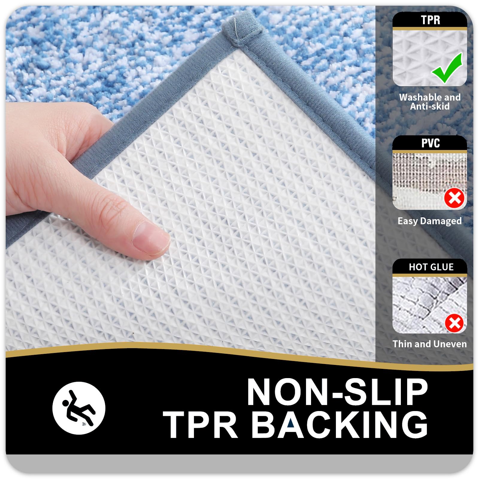 OLANLY Bathroom Rugs Sets 3 Piece, Soft Absorbent Microfiber Bath Mats and U-Shaped Contour Toilet Rug, Home Decor Accessories, Non-Slip, Bath Mat Set for Bathroom (30"x20"+24"x16"+24"x20", Grey)