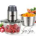GANIZA Procesadores de alimentos, picadora eléctrica de alimentos con picadora de carne y picadora de verduras, 2 cuencos (8 tazas+8 tazas) con potente motor de cobre de 450 W, incluye 2 juegos de