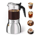 Coffee Gator Moka Pot - 6 Cup, 12oz Stovetop Espresso Maker - Classic Italian and Cuban Coffee Percolator w/ 2 Stainless-Steel Cups – Matte Grey Aluminum, 360ml