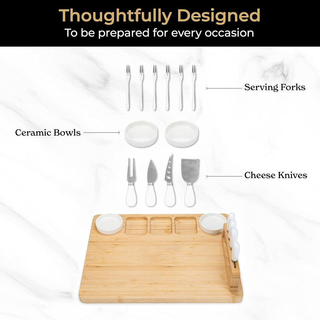 SMIRLY Charcuterie Boards Gift Set: Large Bamboo Cheese Board Set - Unique for Women