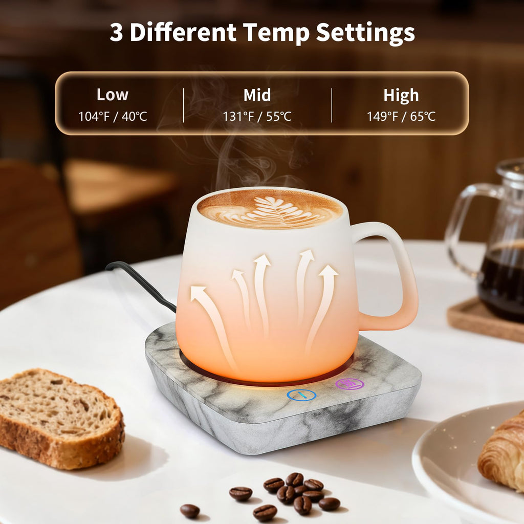 VOBAGA Imitation Wood Grain Coffee Cup Warmer & Mug Warmer for Desk, Electric Coffee Warmer Plate with 3-Temp Settings for Tea, Cocoa, Milk with Auto Shut Off After 4 Hours, Coffee Gifts for Women Men