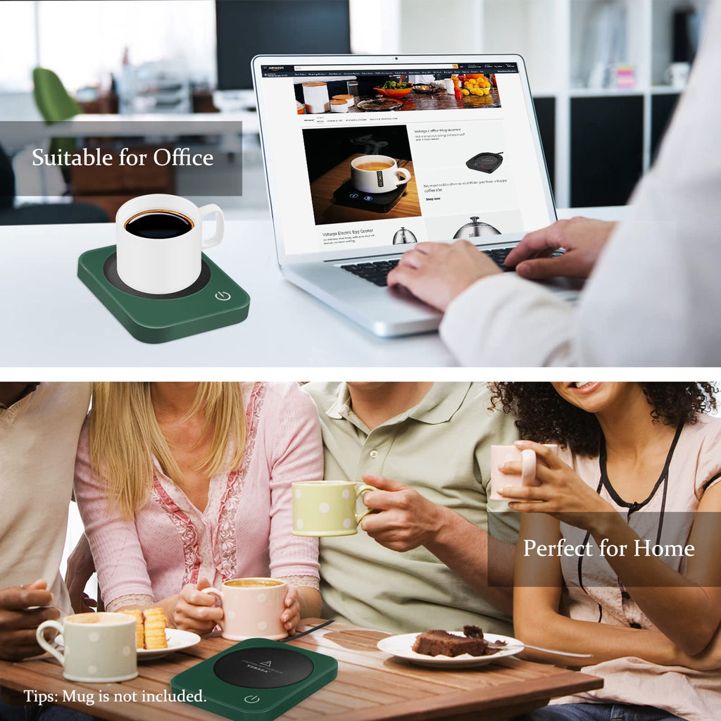 VOBAGA Coffee Mug Warmer for Desk with Auto Shut Off & 3-Temp Settings, Coffee Cup Warmer with Smart Safety Alert Home Office Accessory, Perfect for Coffee, Tea, Milk (Mug for Display)