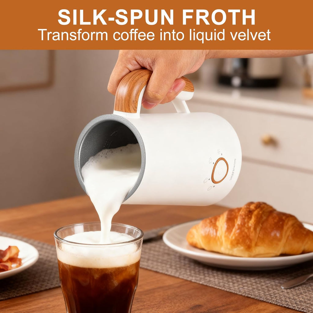 Milk Frother, Electric Milk Frother and Steamer 400W, Automatic Warm and Cold Foam Maker and Milk Warmer 4 in 1 with 2 Whisk for Latte, Cappuccino, Macchiato, Hot Chocolate Coffee