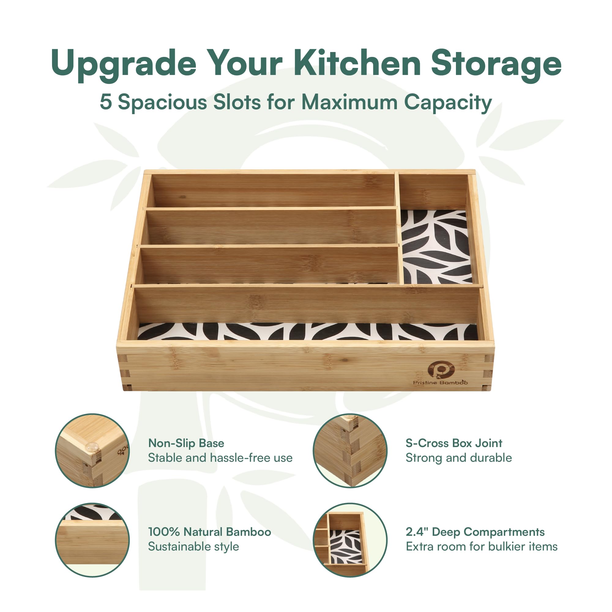 Silverware Organizer - Expandable Kitchen Drawer Organizer - Adjustable Kitchen Drawer Organizer for Utensils, Expandable to 22 Inches Wide, 10 Compartments, Silverware Tray for Drawer