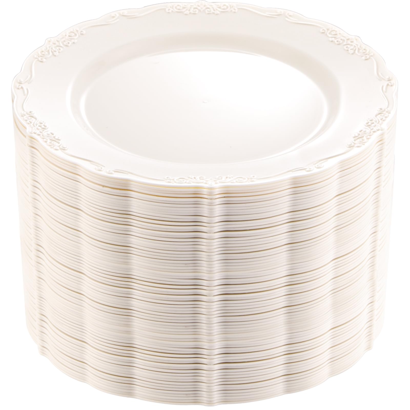 DaYammi 60PCS White Plastic Plates, Heavy Duty White Disposable Plates Premium 10inch Dinner Plates Hard Plastic Plates Disposable for Party Wedding Bridal Shower
