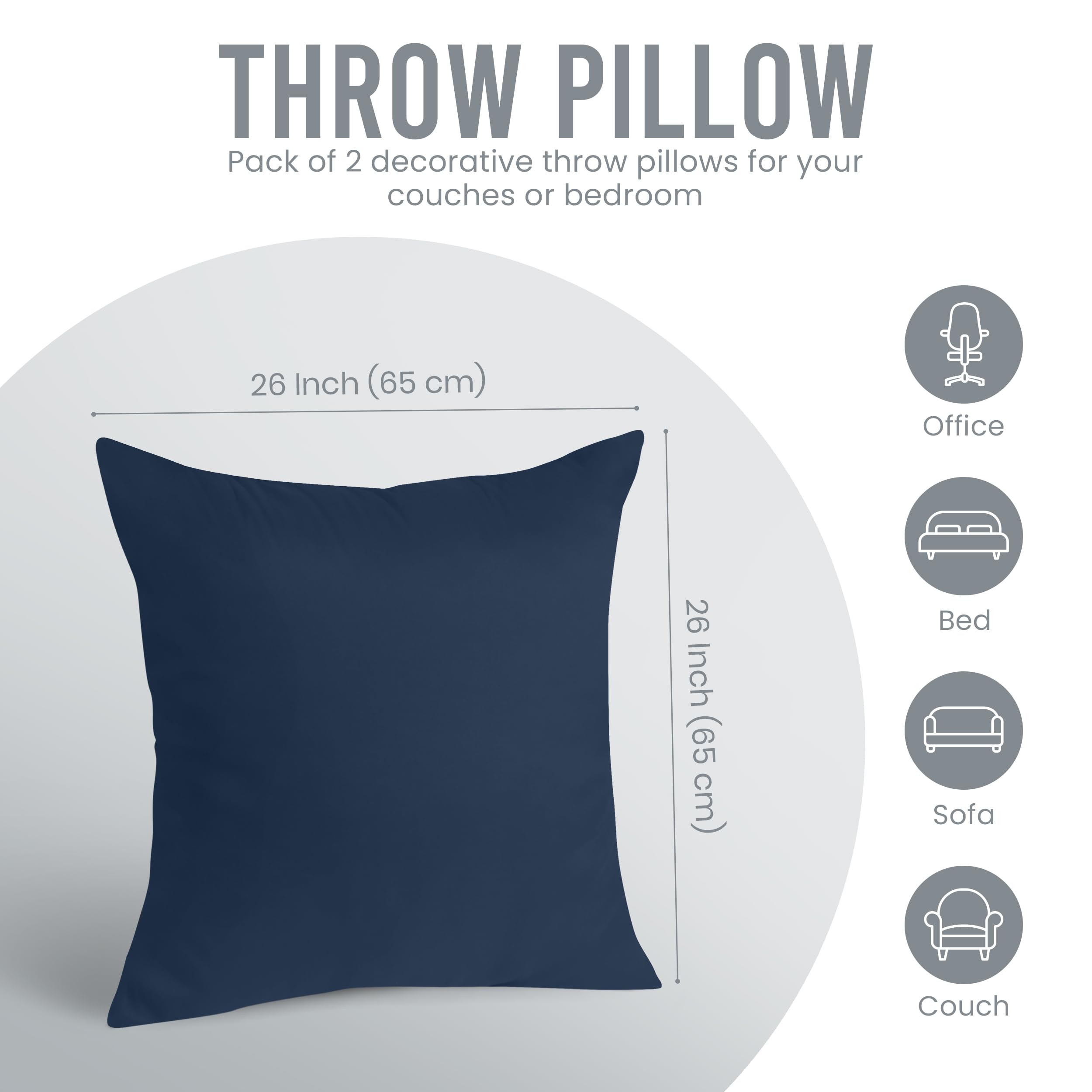 Utopia Bedding 18x18 Pillow Inserts, Set of 2, White – Indoor Decorative Throw Pillows for Bed, Sofa & Couch – Soft, Supportive & Fluffy Cushion Inserts