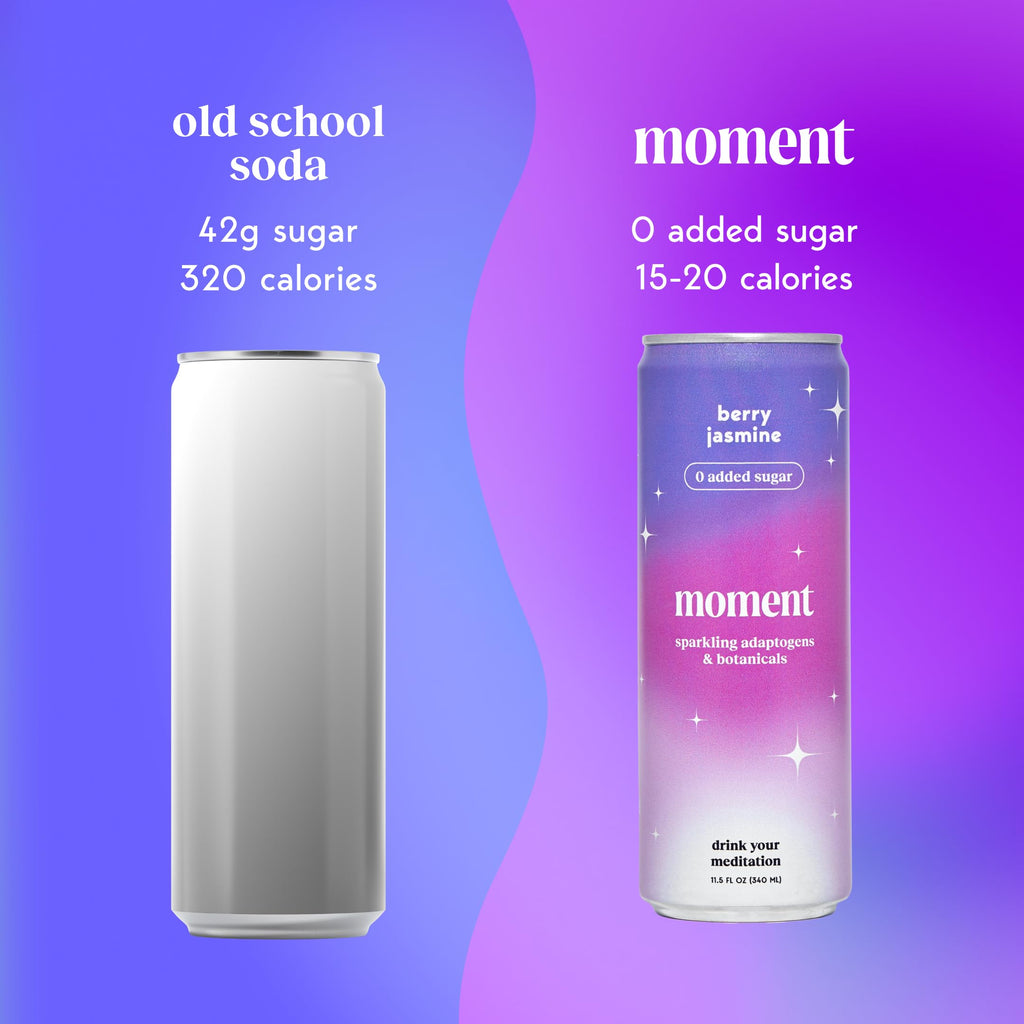 Moment Botanical Soda (Shark Tank) - Calm, Clarity & Relaxation with L-Theanine & Ashwagandha - Non Alcoholic Drinks for Adults - Sparkling Adaptogen Drink - 0 Sugar 0 Caffeine - 12 Pack 11.5 fl oz
