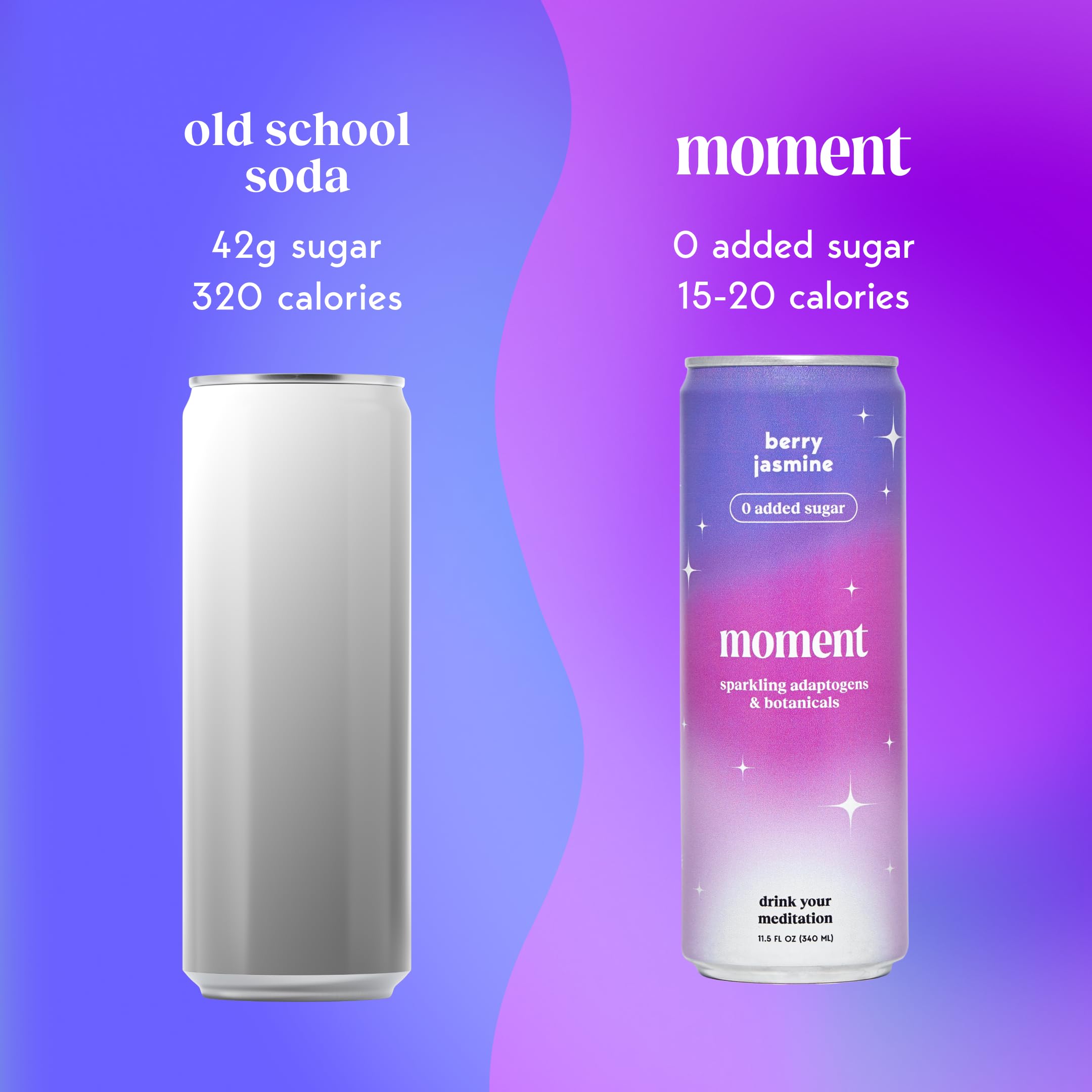 Moment Botanical Soda (Shark Tank) - Calm, Clarity & Relaxation with L-Theanine & Ashwagandha - Non Alcoholic Drinks for Adults - Sparkling Adaptogen Drink - 0 Sugar 0 Caffeine - 12 Pack 11.5 fl oz