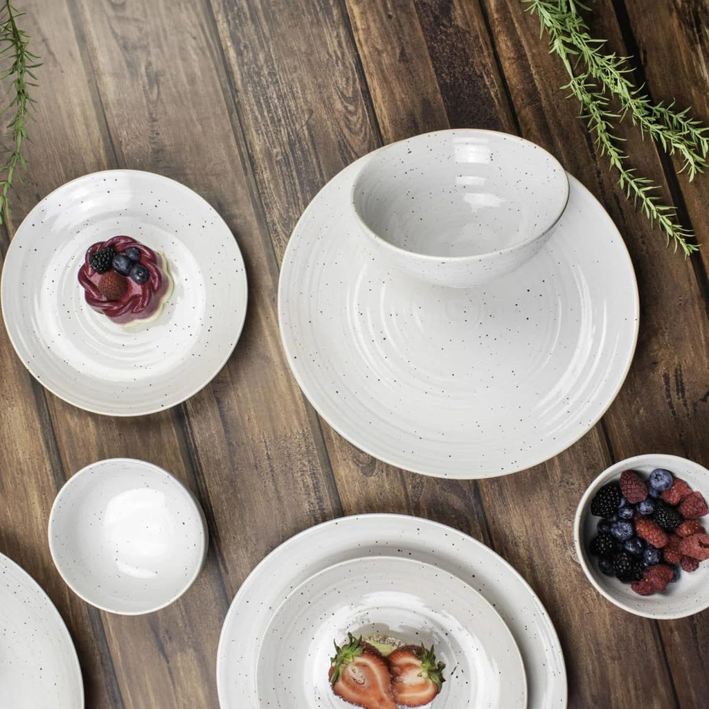 Sango Siterra Painter's Palette 16-Piece Stoneware Dinnerware Set - Service for 4, Ceramic Plates and Bowls Sets, Chip Resistant, Rustic Dishware, Microwave & Dishwasher Safe Kitchen Dishes
