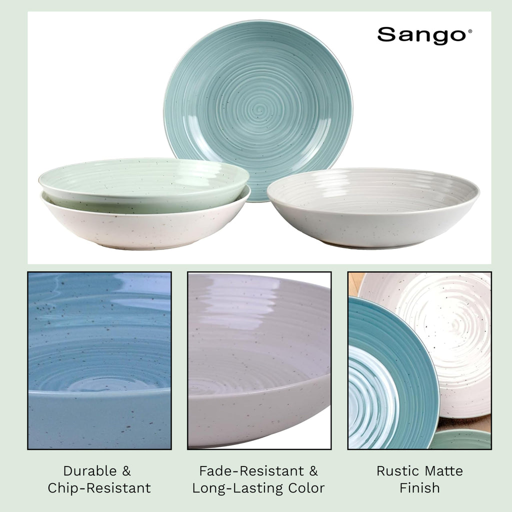 Sango Siterra Painter's Palette 16-Piece Stoneware Dinnerware Set - Service for 4, Ceramic Plates and Bowls Sets, Chip Resistant, Rustic Dishware, Microwave & Dishwasher Safe Kitchen Dishes