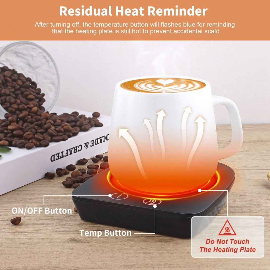 VOBAGA Imitation Wood Grain Coffee Cup Warmer & Mug Warmer for Desk, Electric Coffee Warmer Plate with 3-Temp Settings for Tea, Cocoa, Milk with Auto Shut Off After 4 Hours, Coffee Gifts for Women Men