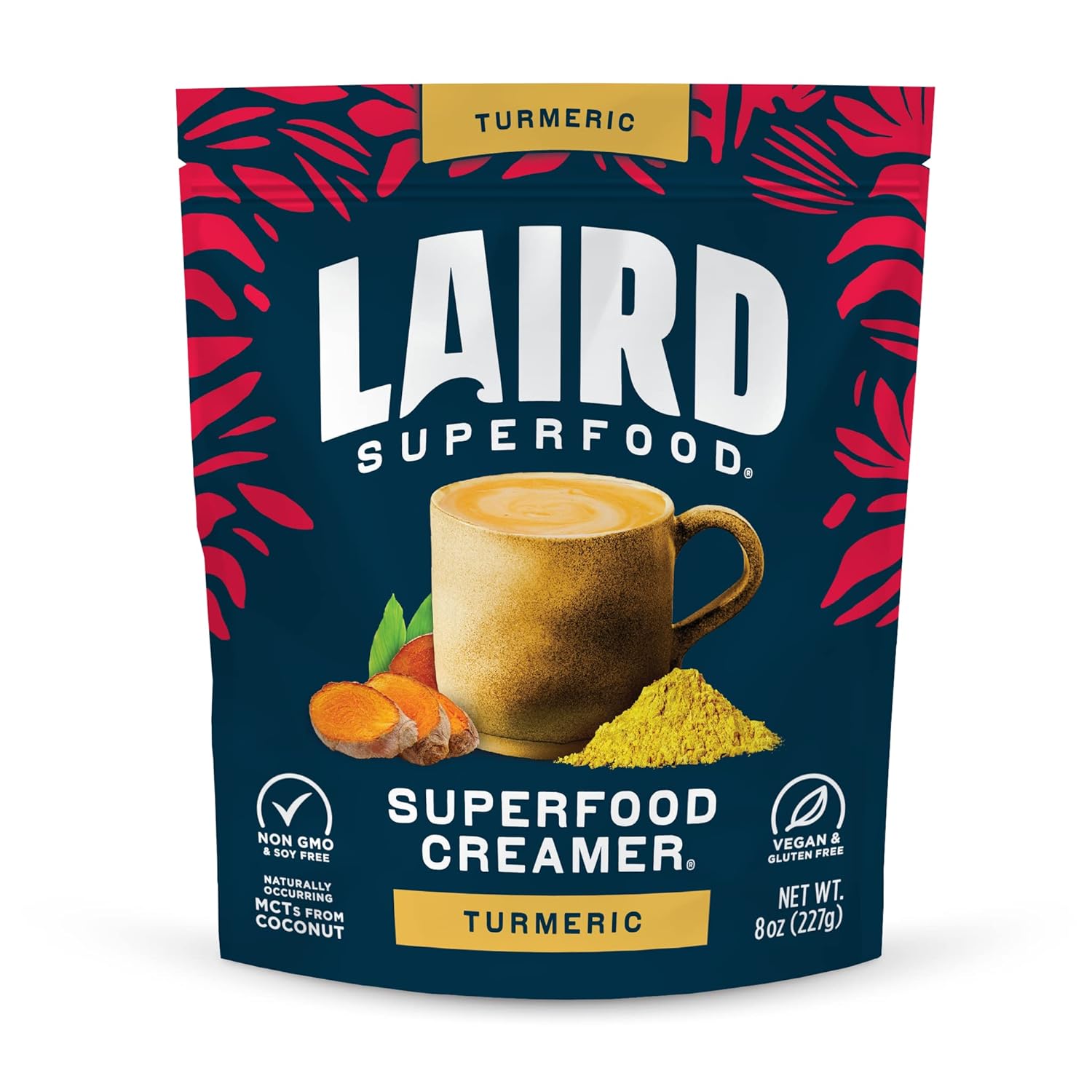 Laird Superfood Non-Dairy Coconut Powder Creamer - Sweet & Creamy + Adaptogens - Superfood Creamer with Functional Mushrooms - Non-GMO, Vegan, 8 oz. Bag, Pack of 1