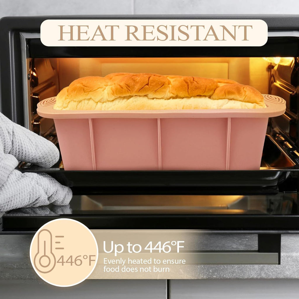 Silicone Bread Loaf Pan, 2 PCS Rectangular Non-Stick Baking Mold Pans for Oven, Bread, Cake, Easy Release