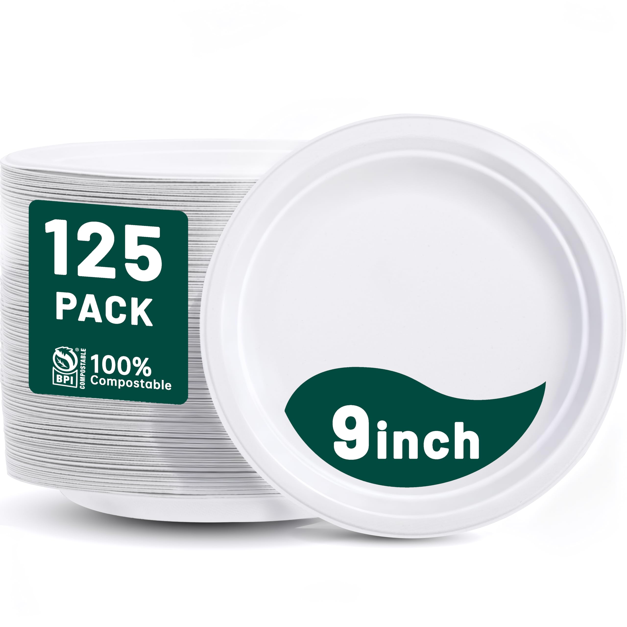 DaYammi 100% Compostable Oval Paper Plates 12 Inch, 60-Pack Heavy Duty Paper Plates Bulk,Biodegradable Bagasse,Eco-Friendly Disposable Dinner Plate for BBQ,Picnic,Party (BPI Certified,Microwaveable)