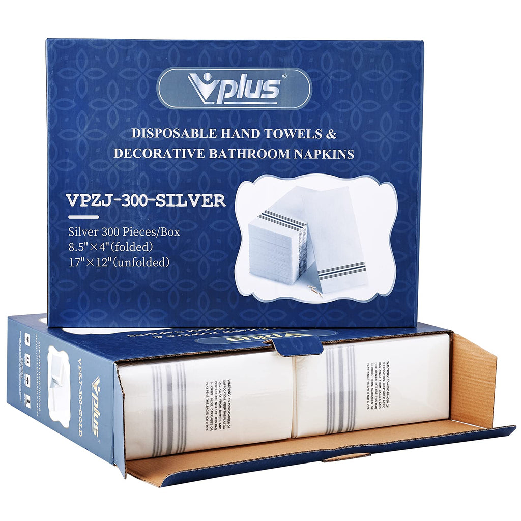 Vplus 300 PACK Guest Towels Disposable Bathroom, Decorative Bathroom Napkins Cloth Feel, Soft, and Absorbent Disposable Paper Hand Towel for Dinners, Kitchen, Parties, Weddings, Christmas Party
