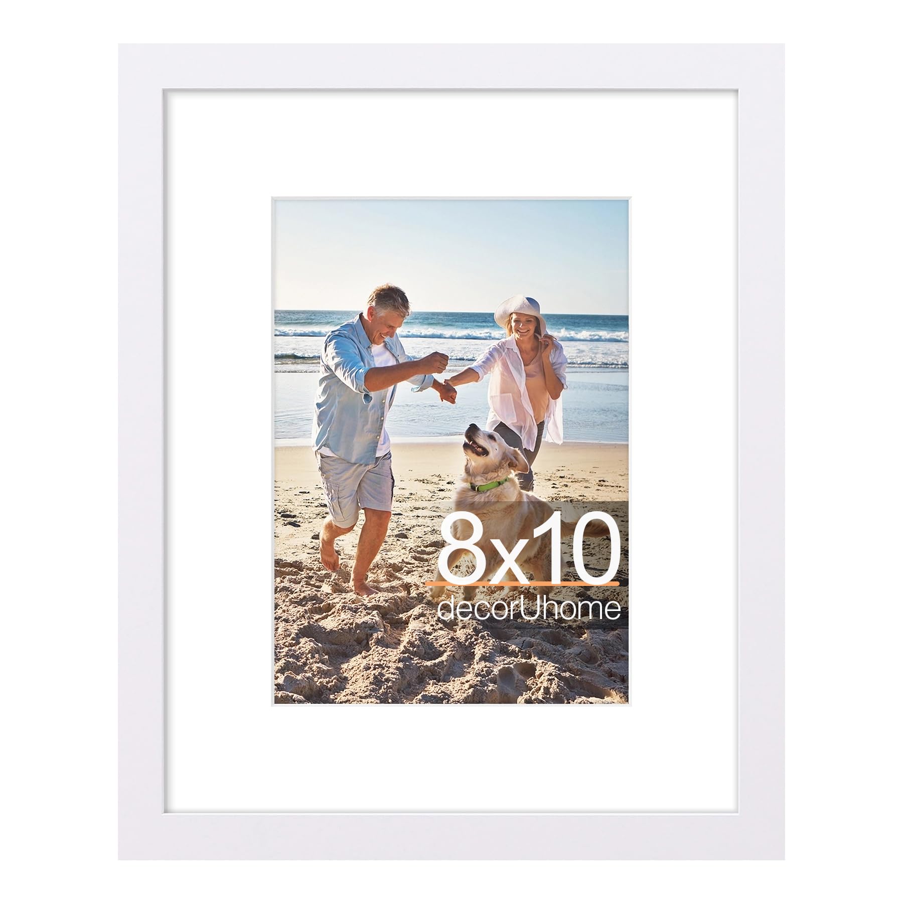 decorUhome 8x10 Picture Frame, Display Pictures 5x7 with Mat or 8x10 without Mat, Wall & Tabletop Display Photo Frame, Black, 1 Pack