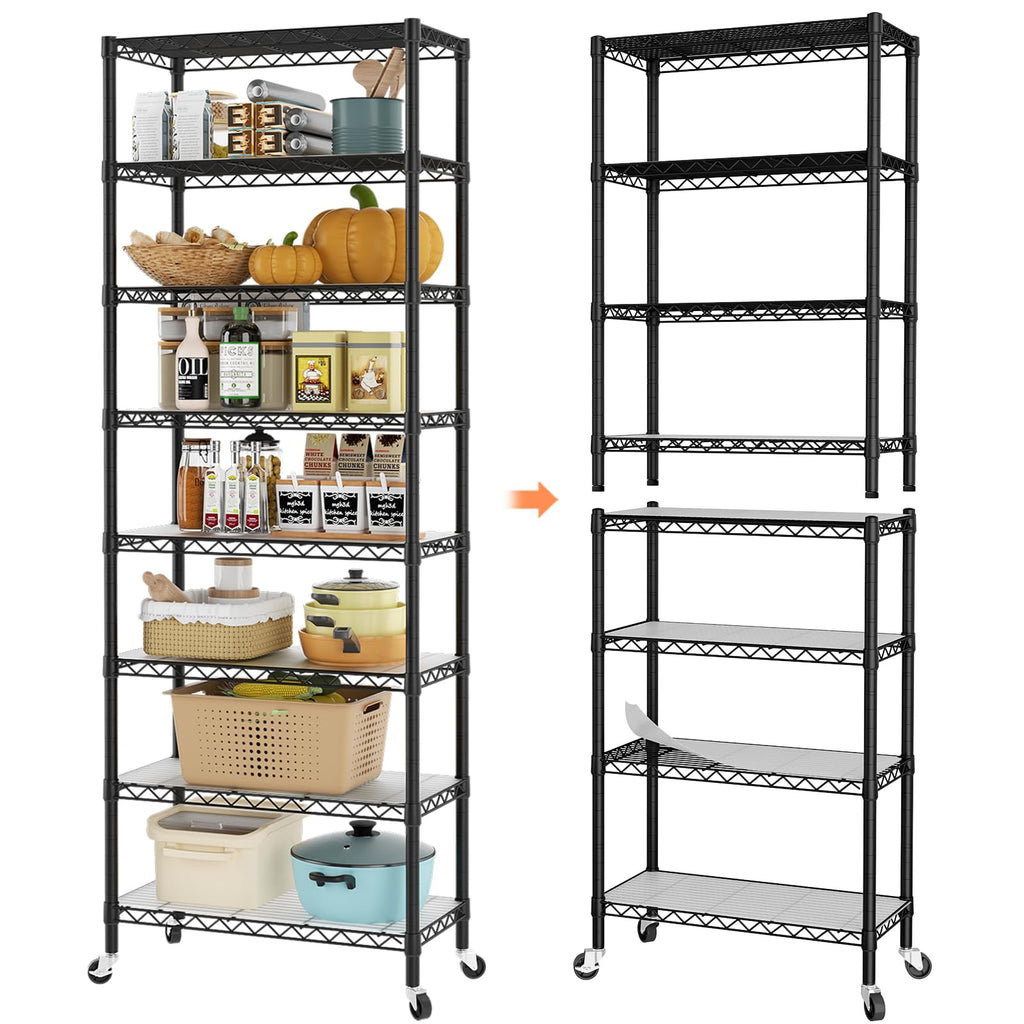 SINGAYE 3 Small Shelves Storage Shelf Wire Shelving Unit Metal Shelf Adjustable Organizers Storage Shelving with Wheels for Bathroom Laundry Room Kitchen Pantry11.5”D x 17.5”W x 30.5”H White