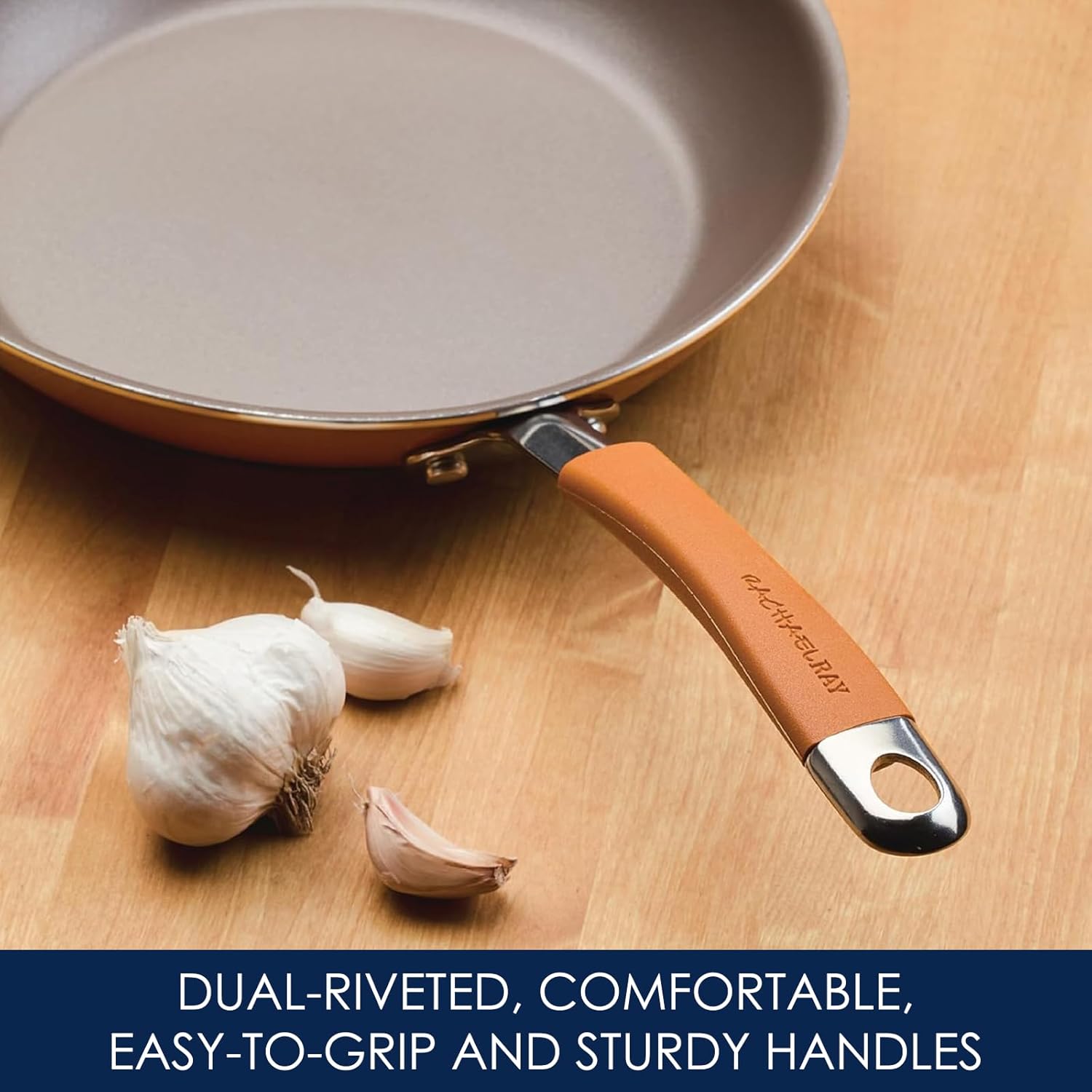 Rachael Ray - 16802 Rachael Ray Cucina Nonstick Cookware Pots and Pans Set, 12 Piece, Sea Salt Gray
