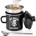 PGYARD Mini Bacon Grease Saver With Strainer - 15OZ Enamel Grease Container, Farmhouse Bacon Grease Keeper For Kitchen Fat Storage, Dishwasher Safe-Red