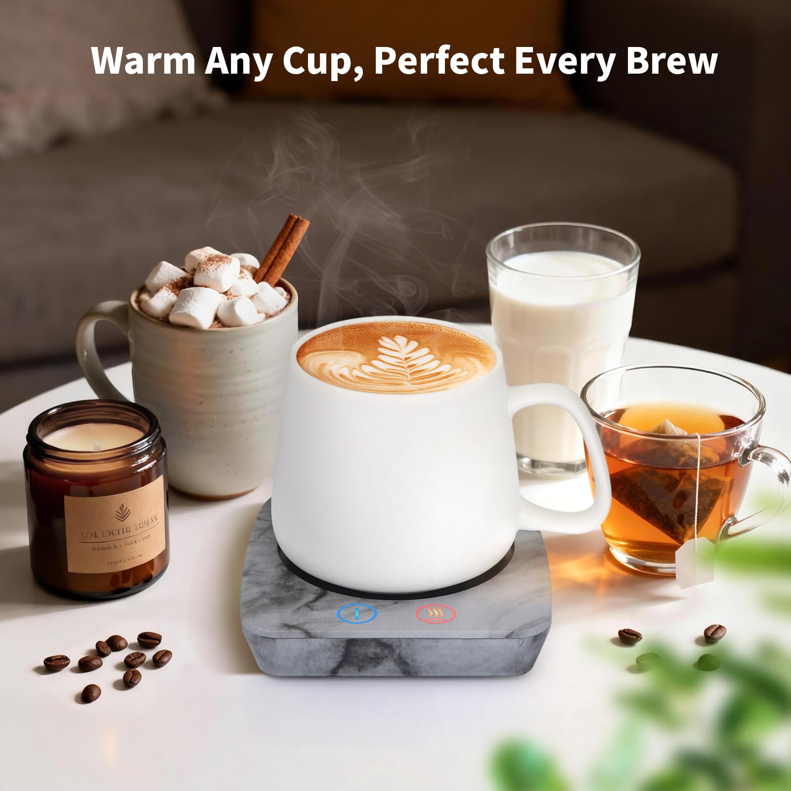 VOBAGA Imitation Wood Grain Coffee Cup Warmer & Mug Warmer for Desk, Electric Coffee Warmer Plate with 3-Temp Settings for Tea, Cocoa, Milk with Auto Shut Off After 4 Hours, Coffee Gifts for Women Men