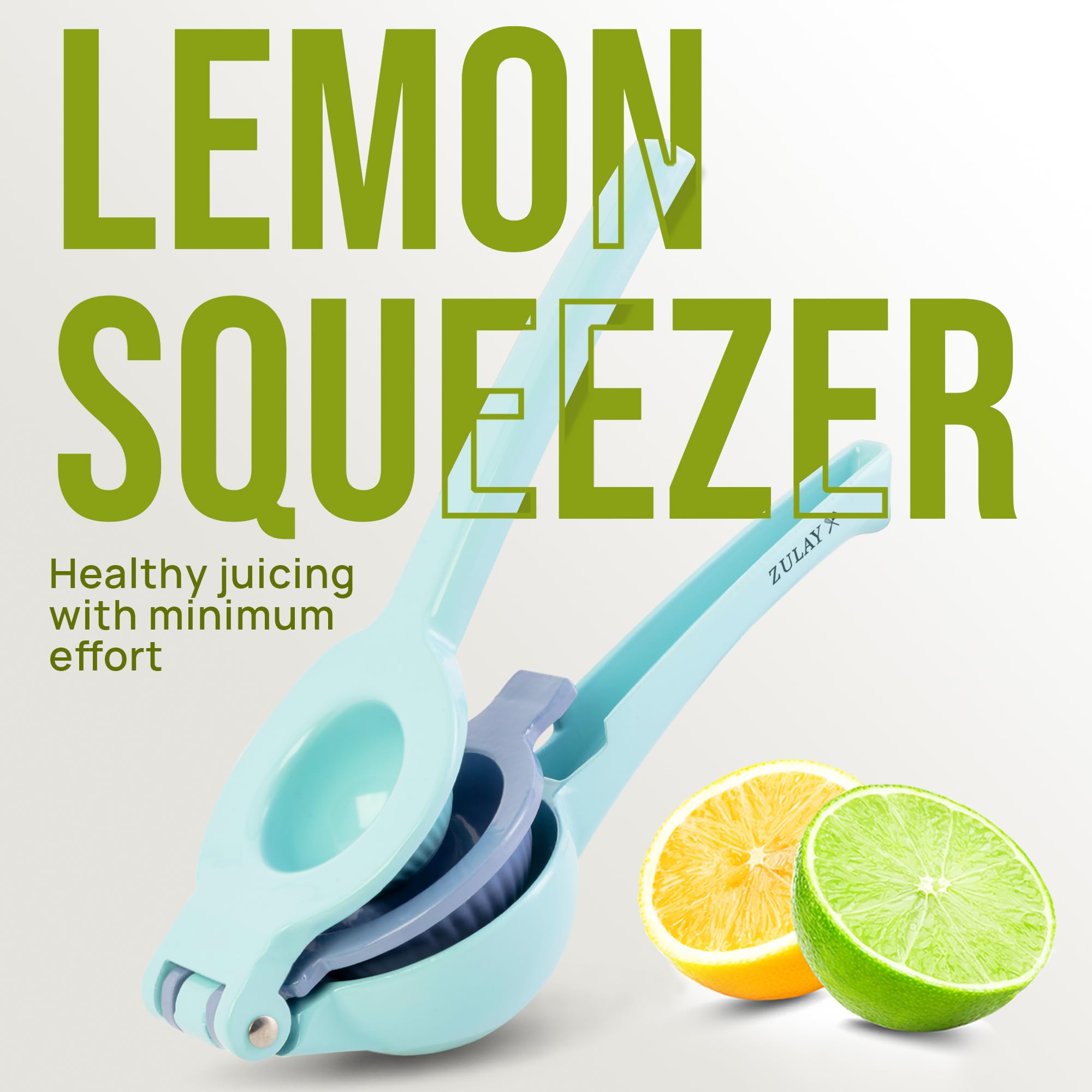 Zulay Kitchen Metal 2-in-1 Lemon Squeezer - Sturdy Max Extraction Hand Juicer Lemon Squeezer Gets Every Last Drop - Easy to Clean Manual Citrus Juicer - Easy-Use Lemon Juicer Squeezer - Yellow/Green