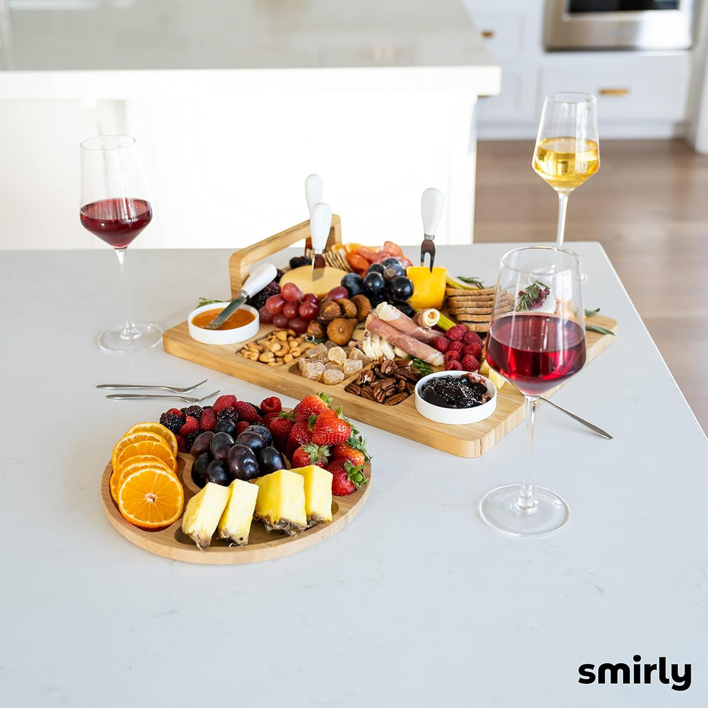 SMIRLY Charcuterie Boards Gift Set: Large Bamboo Cheese Board Set - Unique for Women