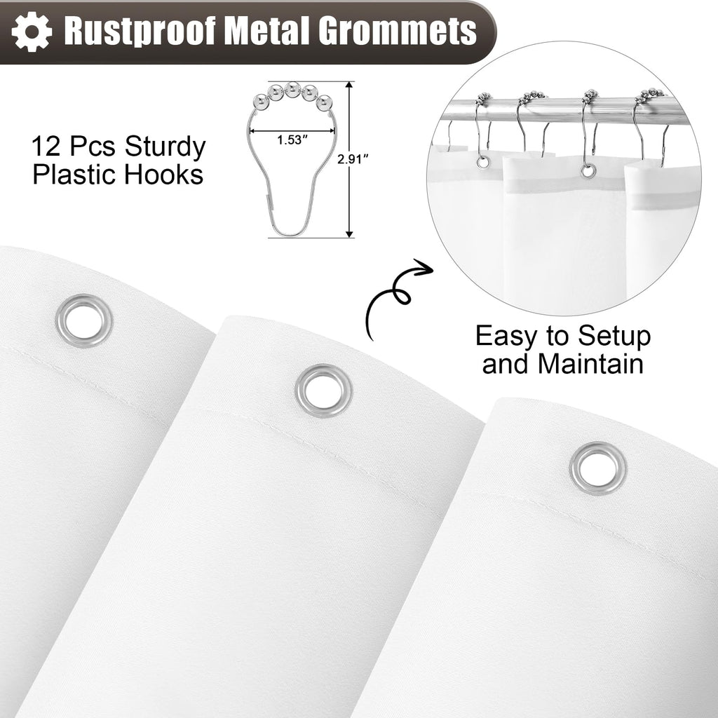 OLANLY Luxury Black and Grey Ombre Shower Curtain Sets with 12 Hooks, Waterproof and Washable Decorative Shower Curtains for Bathroom, 72x72 Inches