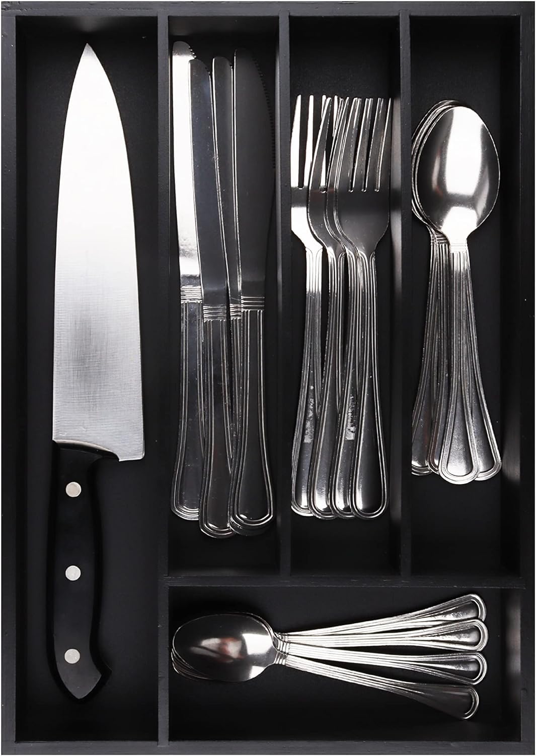 Silverware Organizer - Expandable Kitchen Drawer Organizer - Adjustable Kitchen Drawer Organizer for Utensils, Expandable to 22 Inches Wide, 10 Compartments, Silverware Tray for Drawer