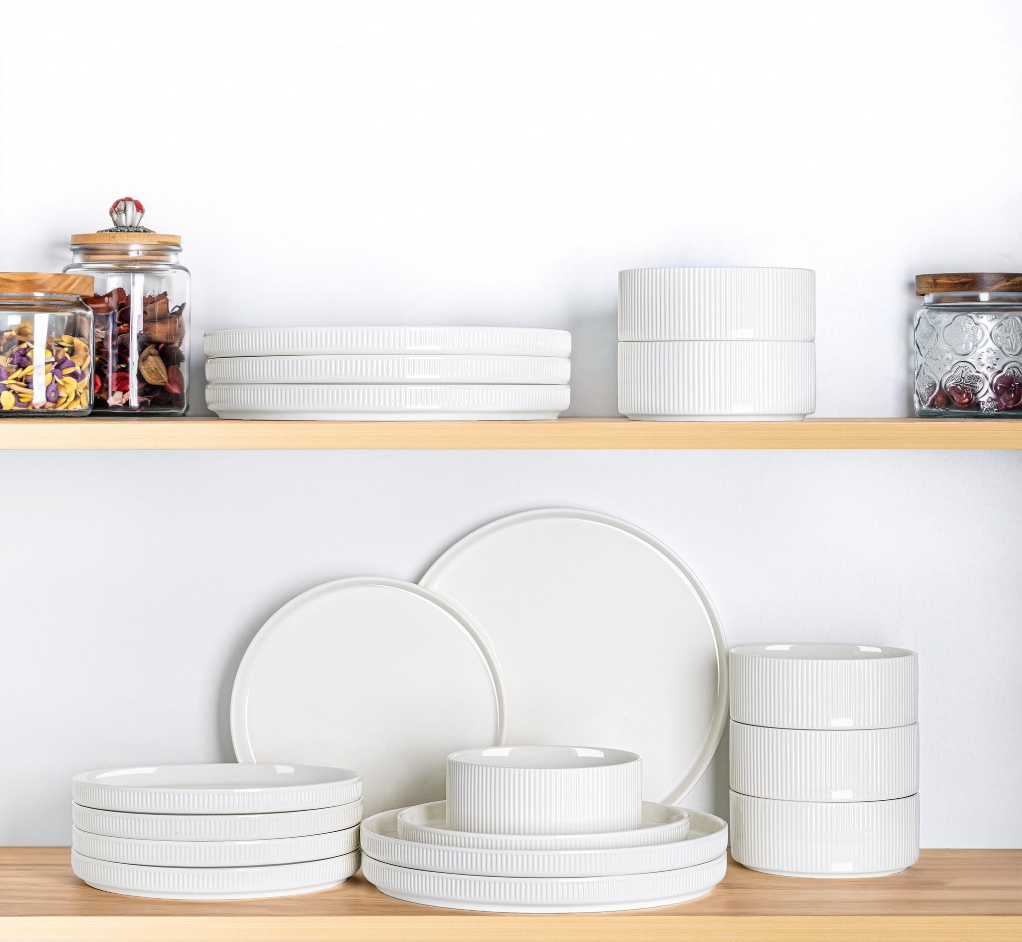 TheTerra Ceramic Dinnerware Sets for 4, 12 Pieces Porcelain Lightweight Speckled Plates and Bowls Sets, Scratch Resistant Dish Set, Oven & Microwave & Dishwasher Safe