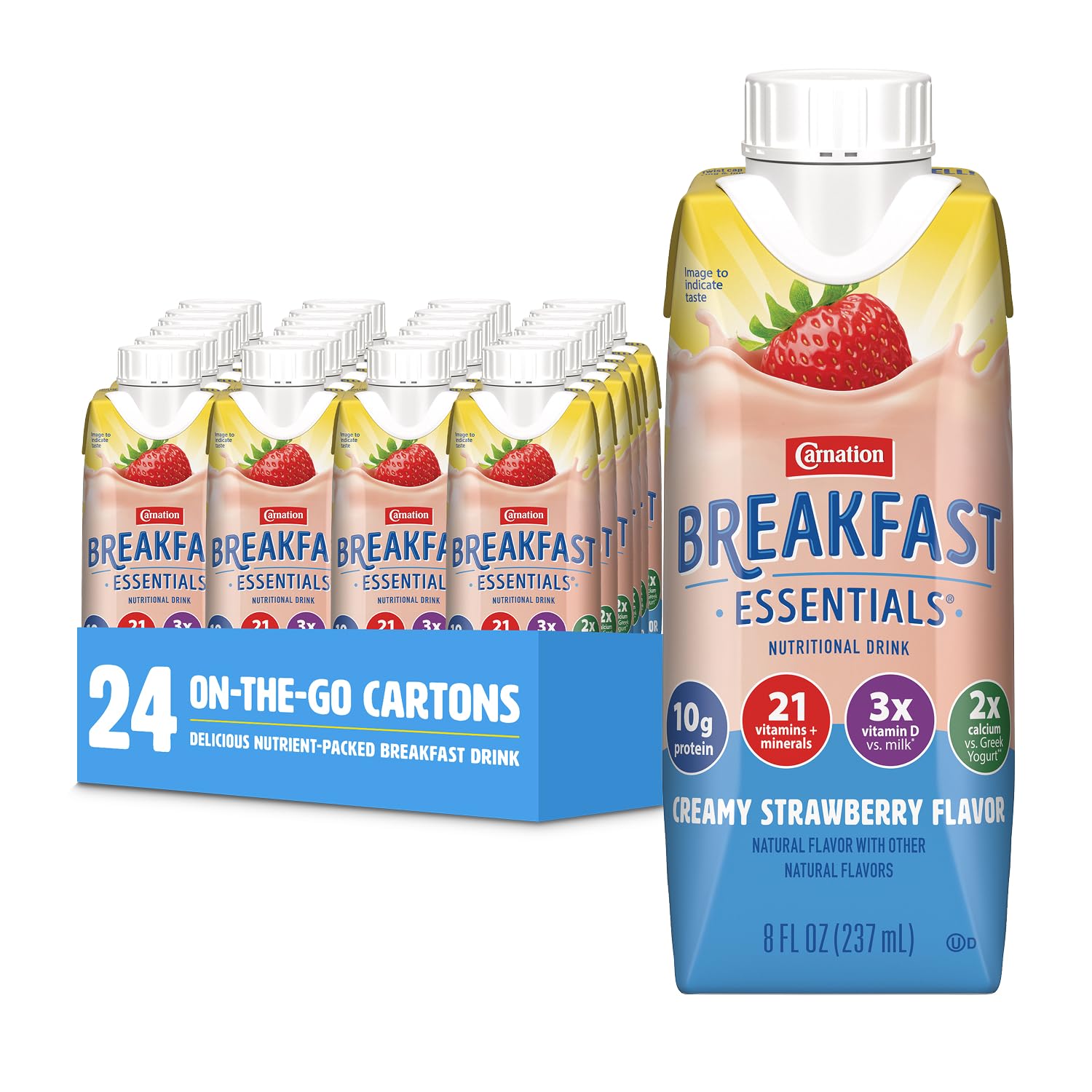 Carnation Breakfast Essentials Ready-to-Drink, Classic French Vanilla, 8 FL OZ Carton (Pack of 24)