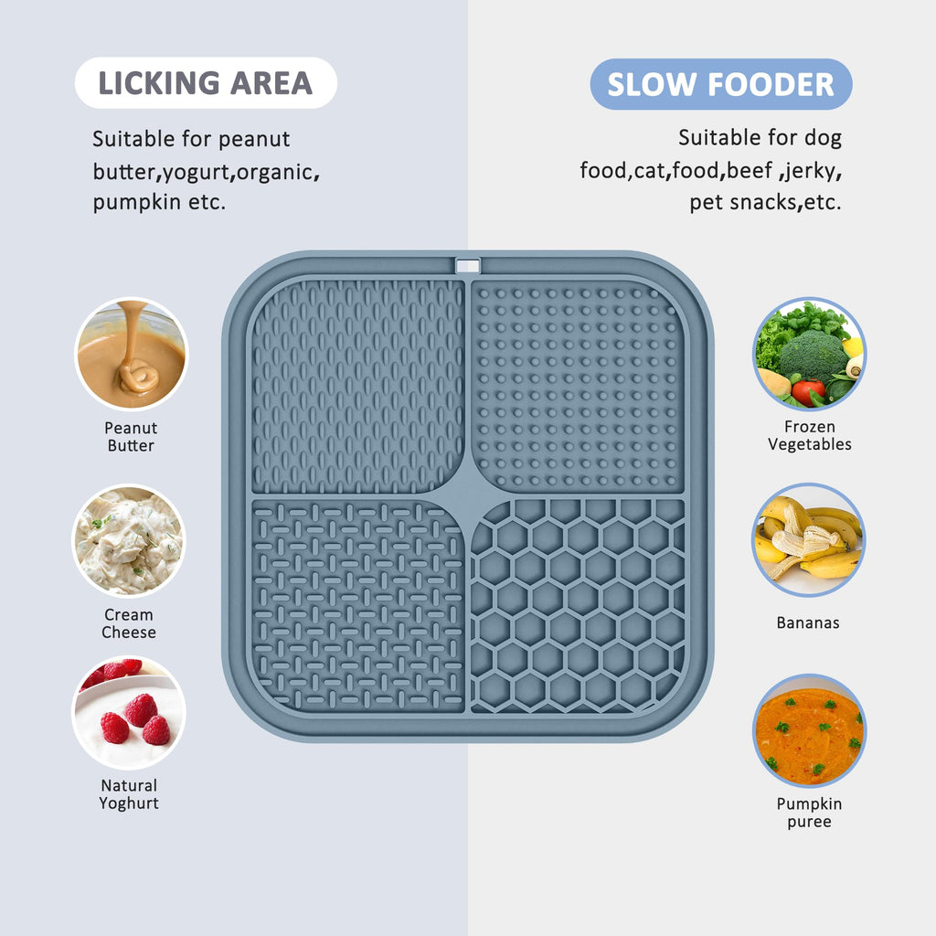 2 Pack Lick Mat for Dogs,Cats,Upgraded 8.5×8.5 inches Licking Mats with Suction Cups,Slow Feeder Licking Pad for Anxiety Relief and Boredom Reducer,Suitable for Dog Training Set 2