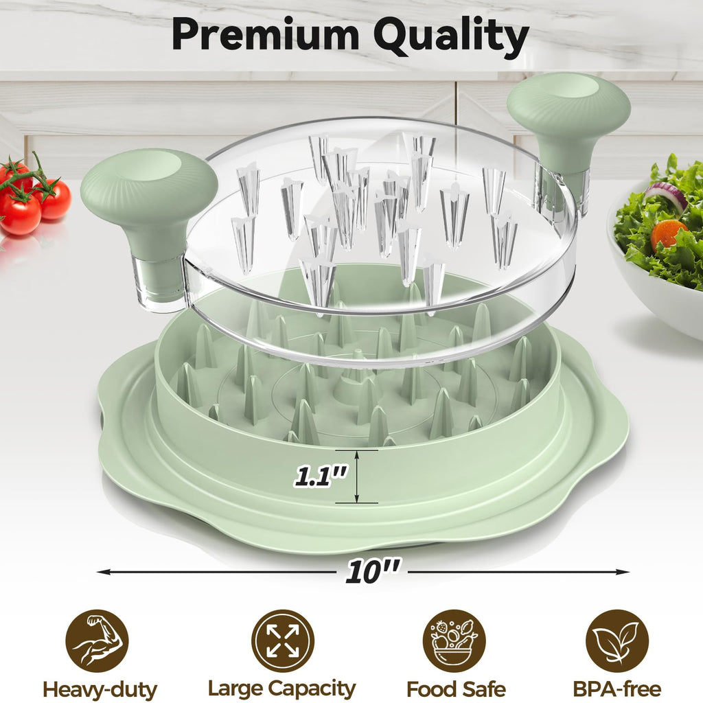 Ukeetap 10" Pro Chicken Shredder Tool Twist Large for Kitchen, BPA-Free Food-Safe Meat Grinder, Visible Chicken Breast Meat Shredder with Strong Anti-Slip Bottom & Ergonomic Handle, Black