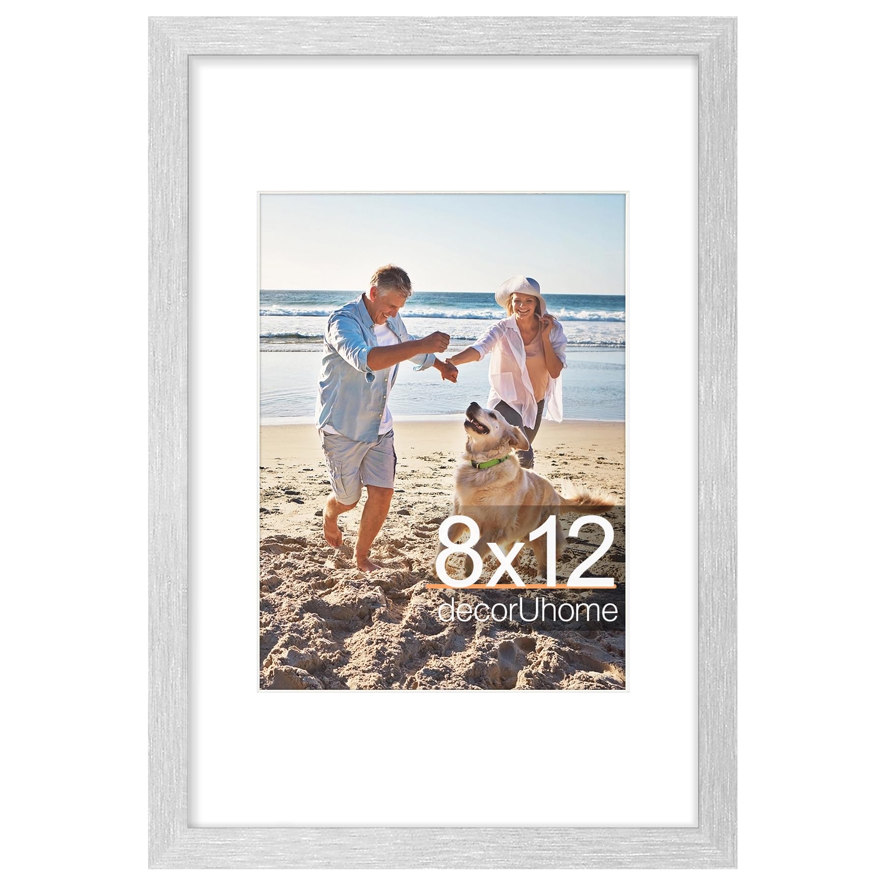 decorUhome 8x10 Picture Frame, Display Pictures 5x7 with Mat or 8x10 without Mat, Wall & Tabletop Display Photo Frame, Black, 1 Pack