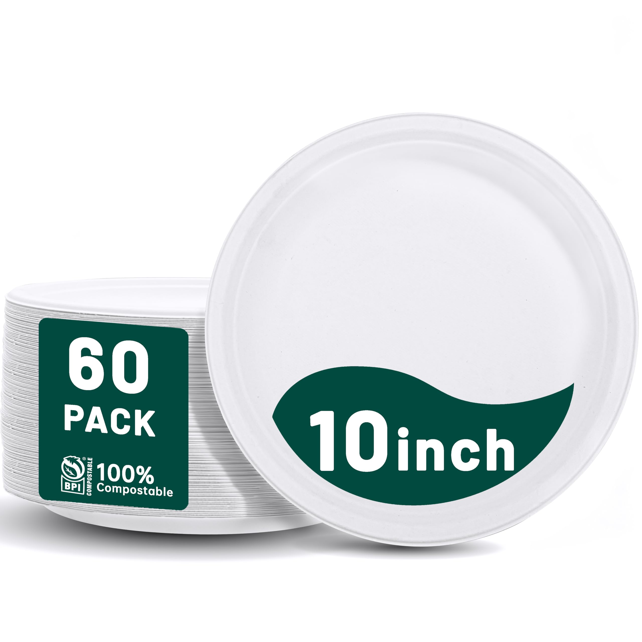 DaYammi 100% Compostable Oval Paper Plates 12 Inch, 60-Pack Heavy Duty Paper Plates Bulk,Biodegradable Bagasse,Eco-Friendly Disposable Dinner Plate for BBQ,Picnic,Party (BPI Certified,Microwaveable)