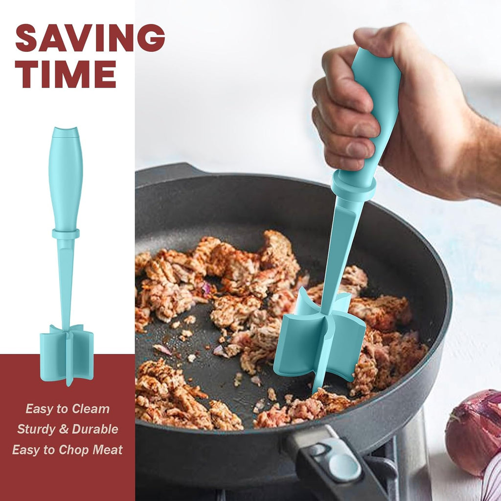 Aqua Meat Chopper and Red Bacon Grease Container